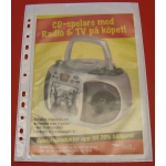 Vitt plastblad 1 ficka på varje sida för A4-blad 20-pack